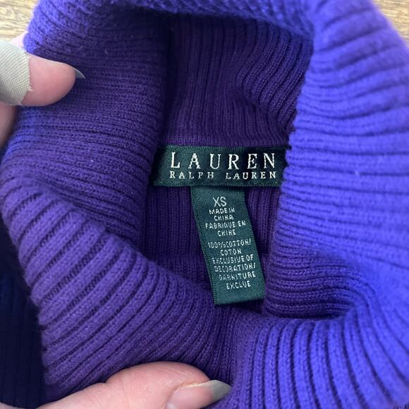 Lauren Ralph Lauren Turtleneck Sweater Women XS Ribbed Purple - Picture 4 of 10